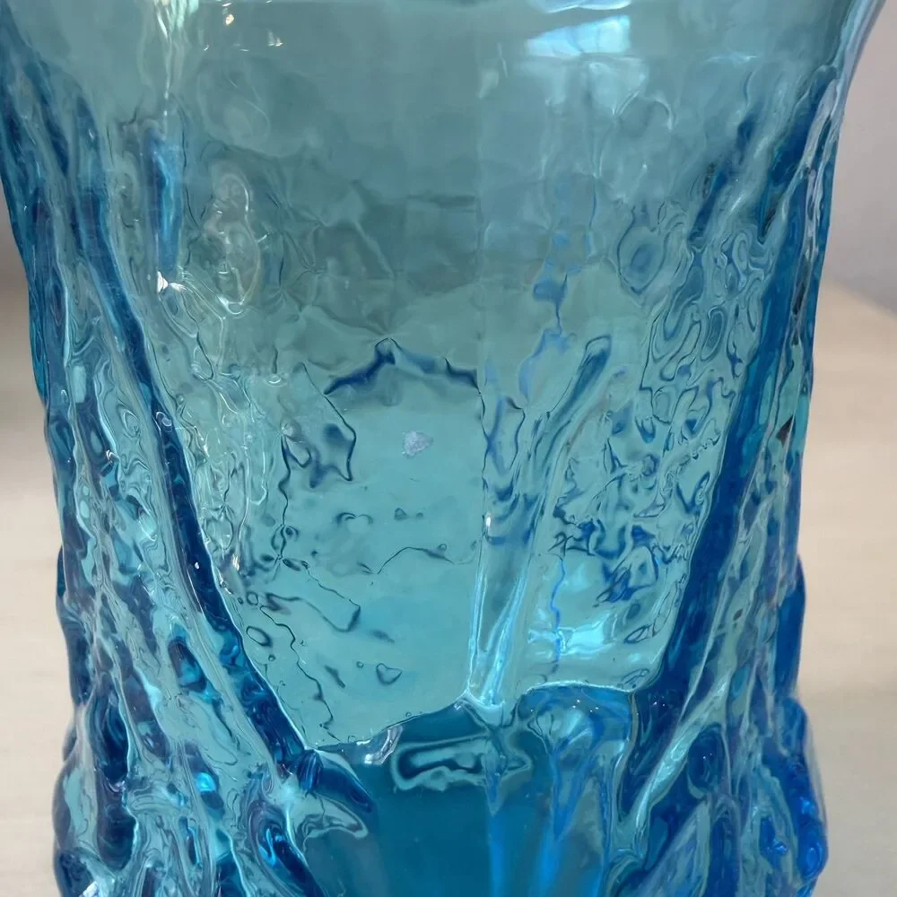 Lot of 4 Vintage Anchor Hocking Rainflower Laser Blue Tumblers and Juice Glasses